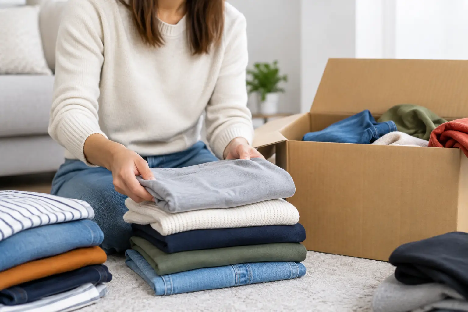 Clothes prepared in a laundry bag for doorstep collection