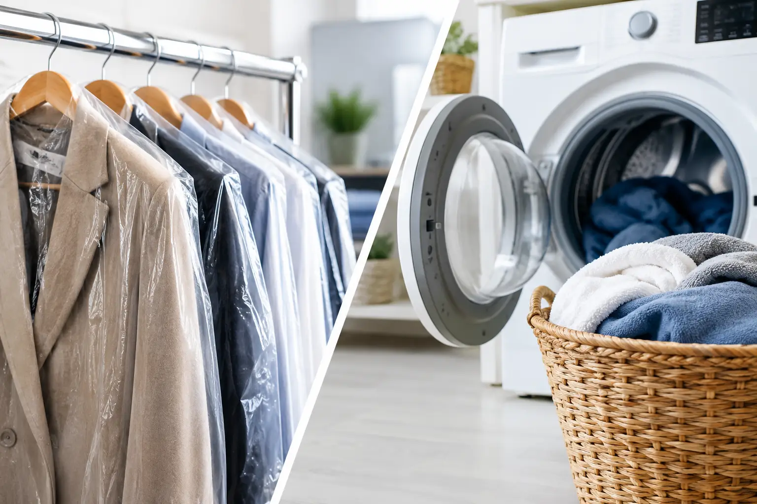 Dry cleaning versus washing for different types of clothing