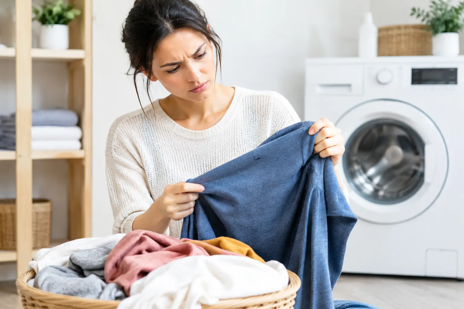 Clothes being sorted and checked to avoid common garment care mistakes